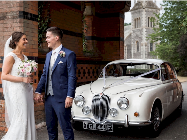 Classic Jaguar Mk2 with the Bride and Groom at The Elvetham